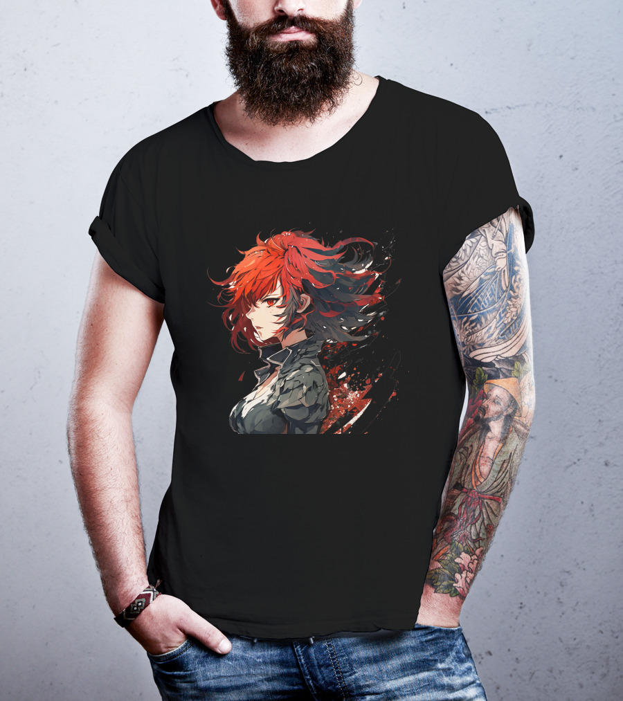 Ryuko Red Hair Anime Character Dynamic T-Shirt