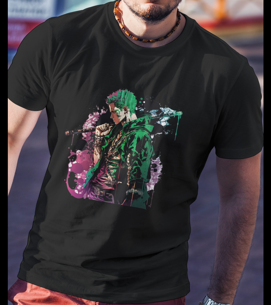 Roronoa Zoro Vibrant Watercolor Style One Piece Fan T-Shirt