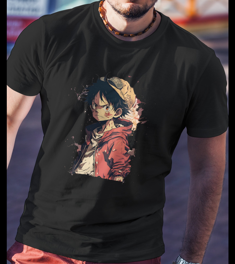 Luffy Kid One Piece Straw Hat Red Jacket Character T-Shirt