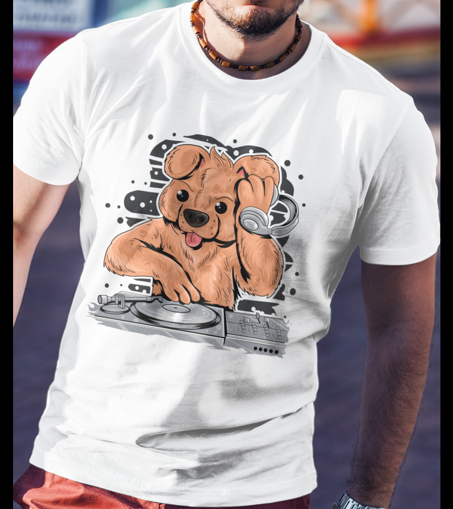 DJ Teedy Bear Mixing Beats With Headphones T-Shirt