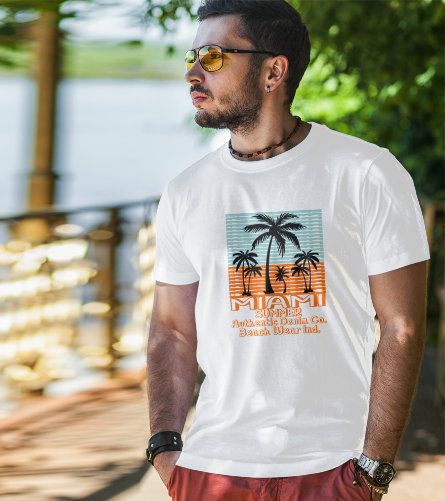 MIAMI SUMMER Authentic Denim Co. Beach Wear Ind T-Shirt