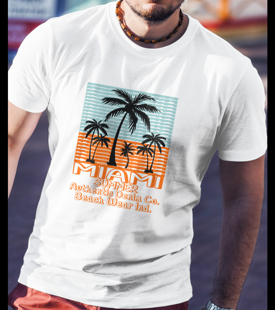 MIAMI SUMMER Authentic Denim Co. Beach Wear Ind T-Shirt