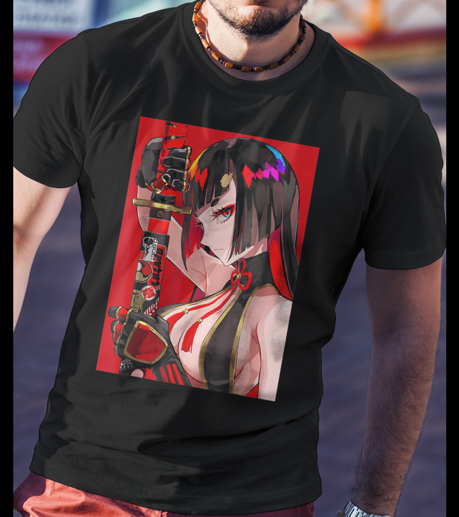 Anime Girl Japanese Aesthetic Katana Warrior Otaku T-Shirt