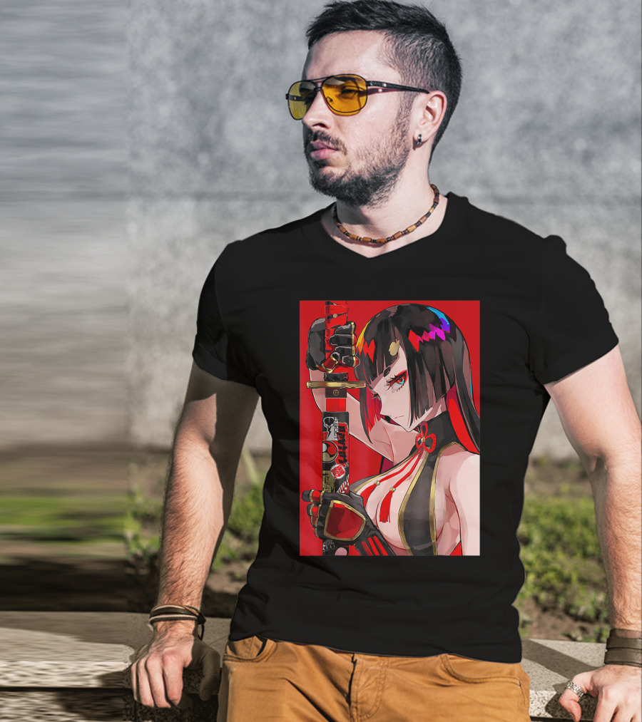 Anime Girl Japanese Aesthetic Katana Warrior Otaku T-Shirt