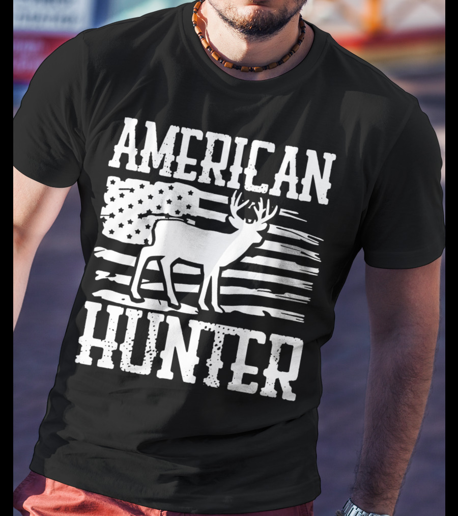 American Flag American Hunter Patriot Party Decor Usa T-Shirt