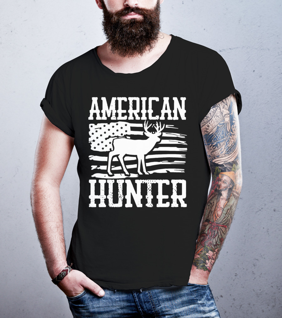 American Flag American Hunter Patriot Party Decor Usa T-Shirt