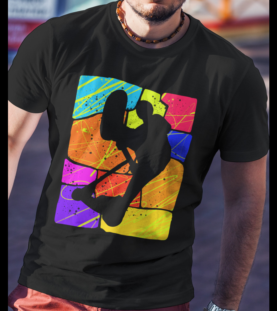 Awesome Scooter Teens Colorful Silhouette Adventure T-Shirt