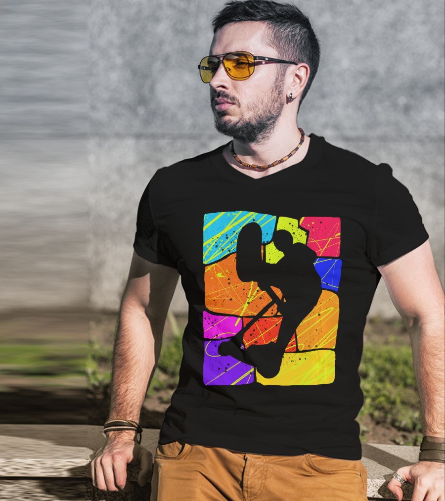 Awesome Scooter Teens Colorful Silhouette Adventure T-Shirt