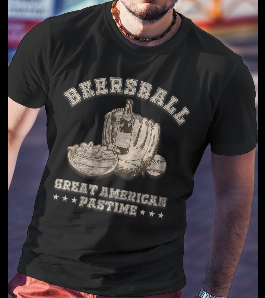 Beersball Great American Pastime Baseball Beersball Chips And Beer Softball Series Dad T-Shirt