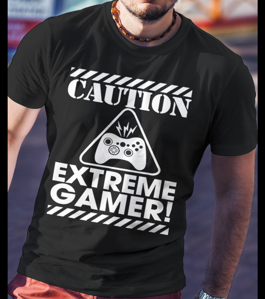 Caution Extreme Gamer Controller Warning T-Shirt
