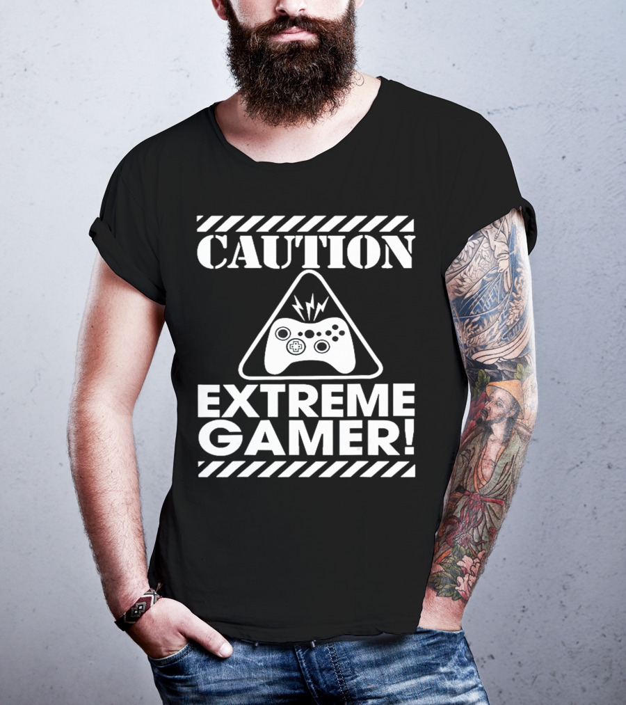 Caution Extreme Gamer Controller Warning T-Shirt