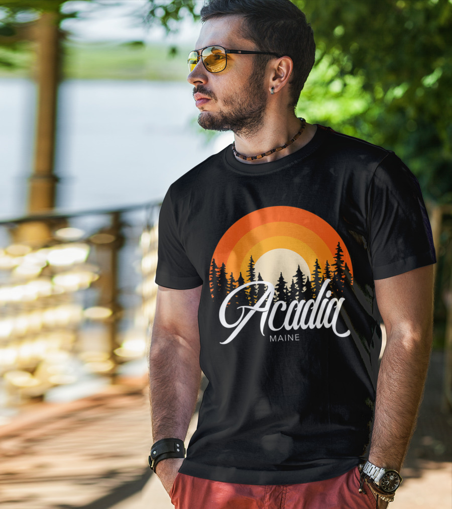 Acadia Maine Sunset Forest Adventure In National Park T-Shirt