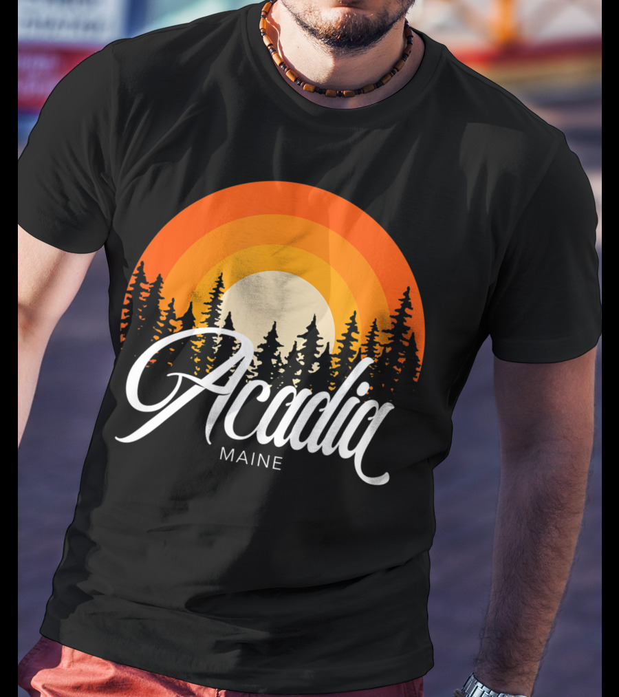 Acadia Maine Sunset Forest Adventure In National Park T-Shirt