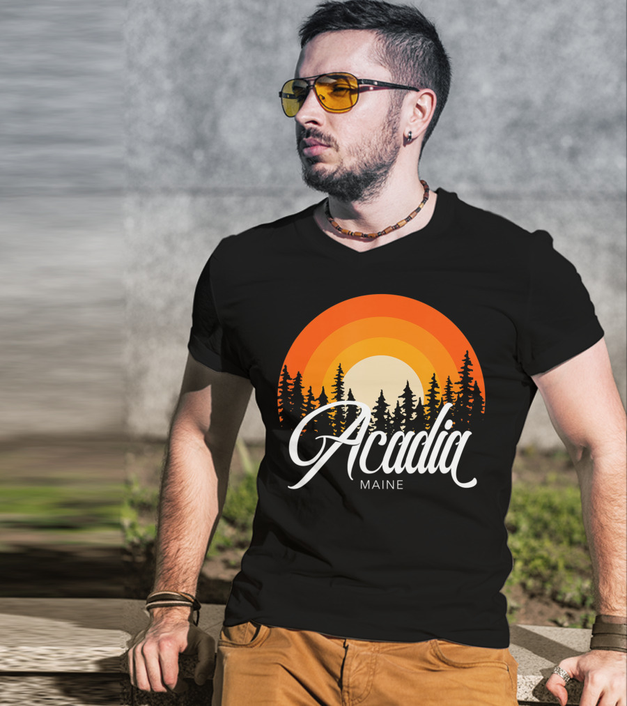Acadia Maine Sunset Forest Adventure In National Park T-Shirt