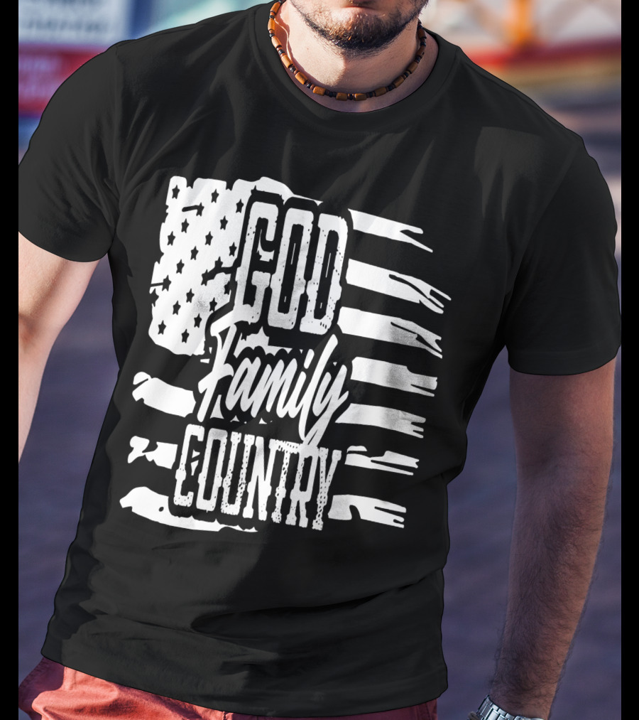 American Flag God Family Country Patriot Party Decor USA T-Shirt