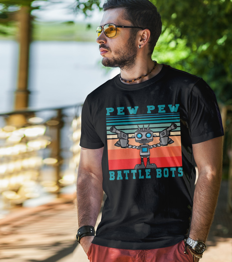 Pew Pew Battle Bots Robot Fighting Combat T-Shirt