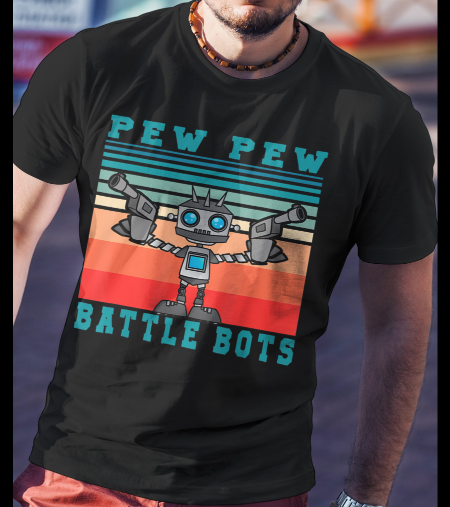 Pew Pew Battle Bots Robot Fighting Combat T-Shirt