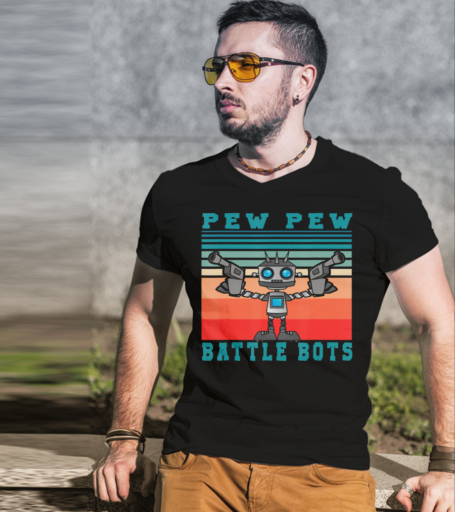 Pew Pew Battle Bots Robot Fighting Combat T-Shirt