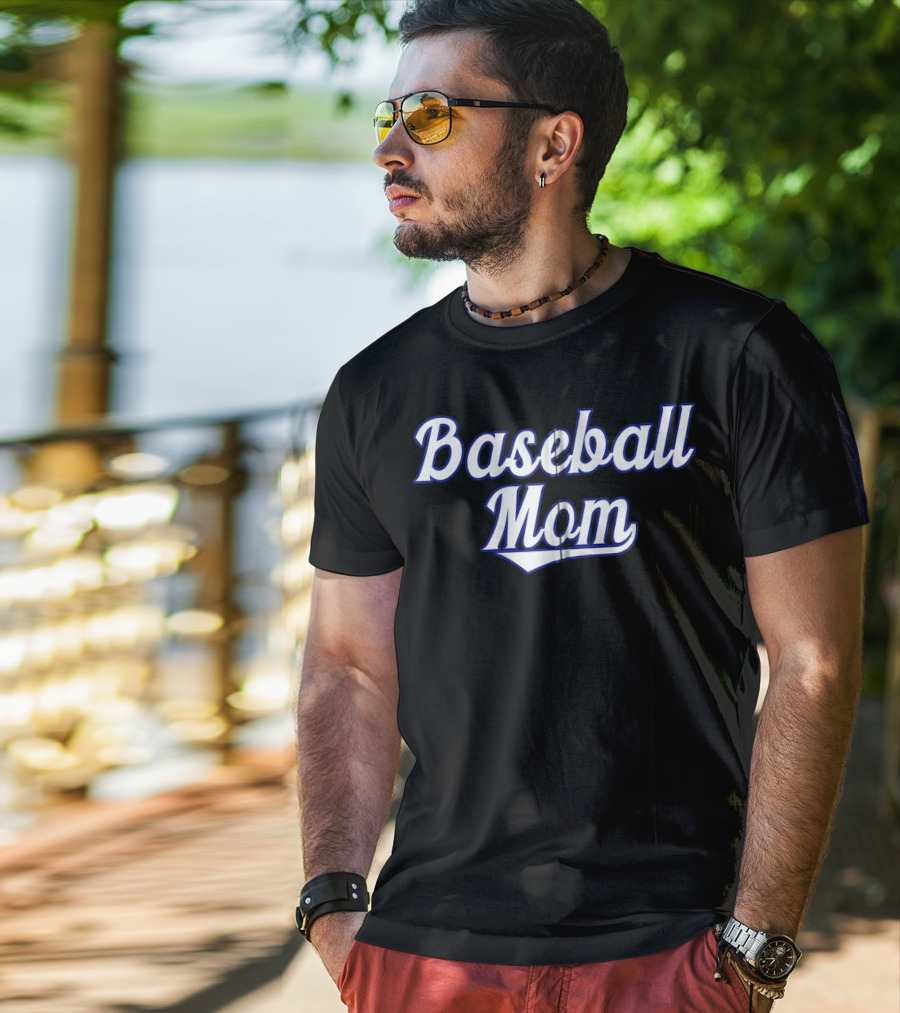 Classic Baseball Mom Swooping Text T-Shirt