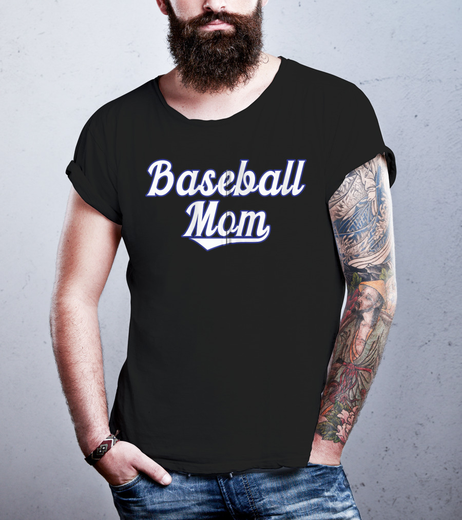 Classic Baseball Mom Swooping Text T-Shirt