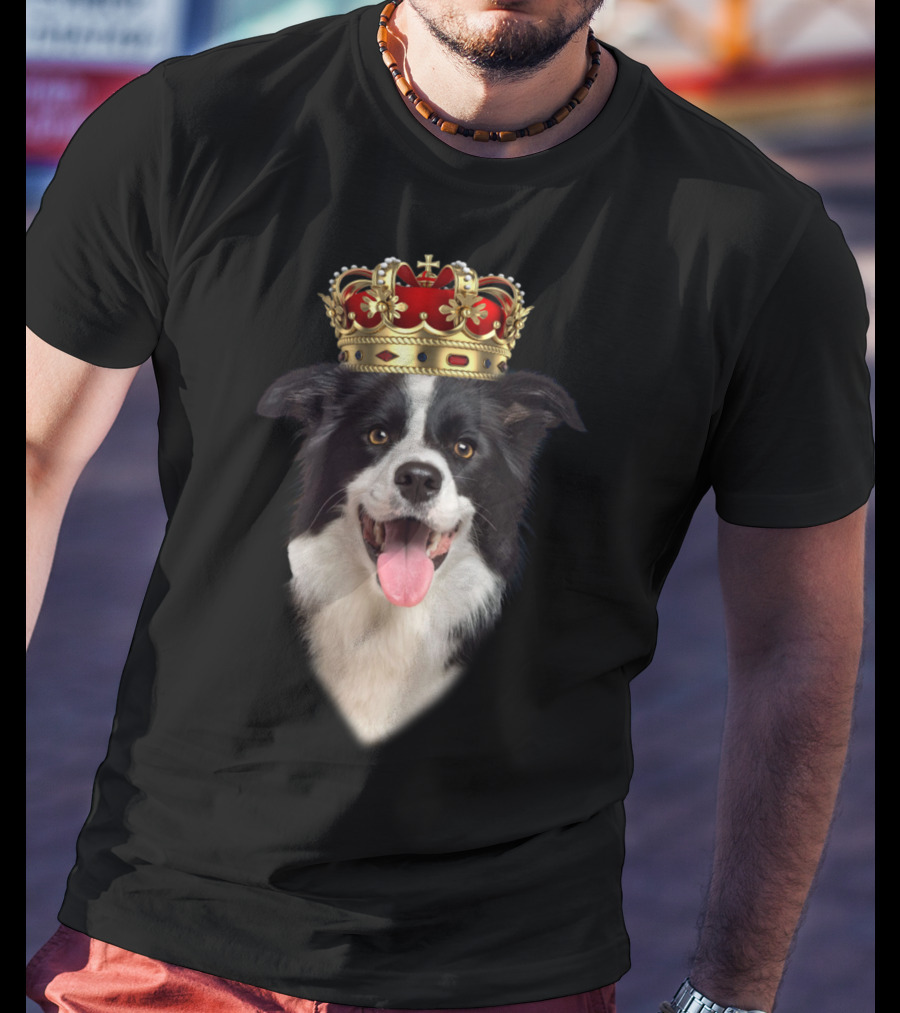 Royal Collie King Dog With Crown T-Shirt