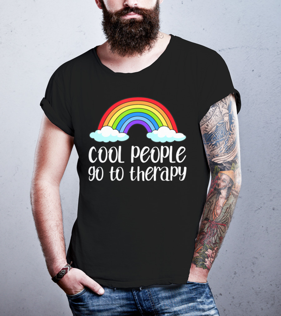 Cool People Go To Therapy Rainbow Mental Health Awareness T-Shirt
