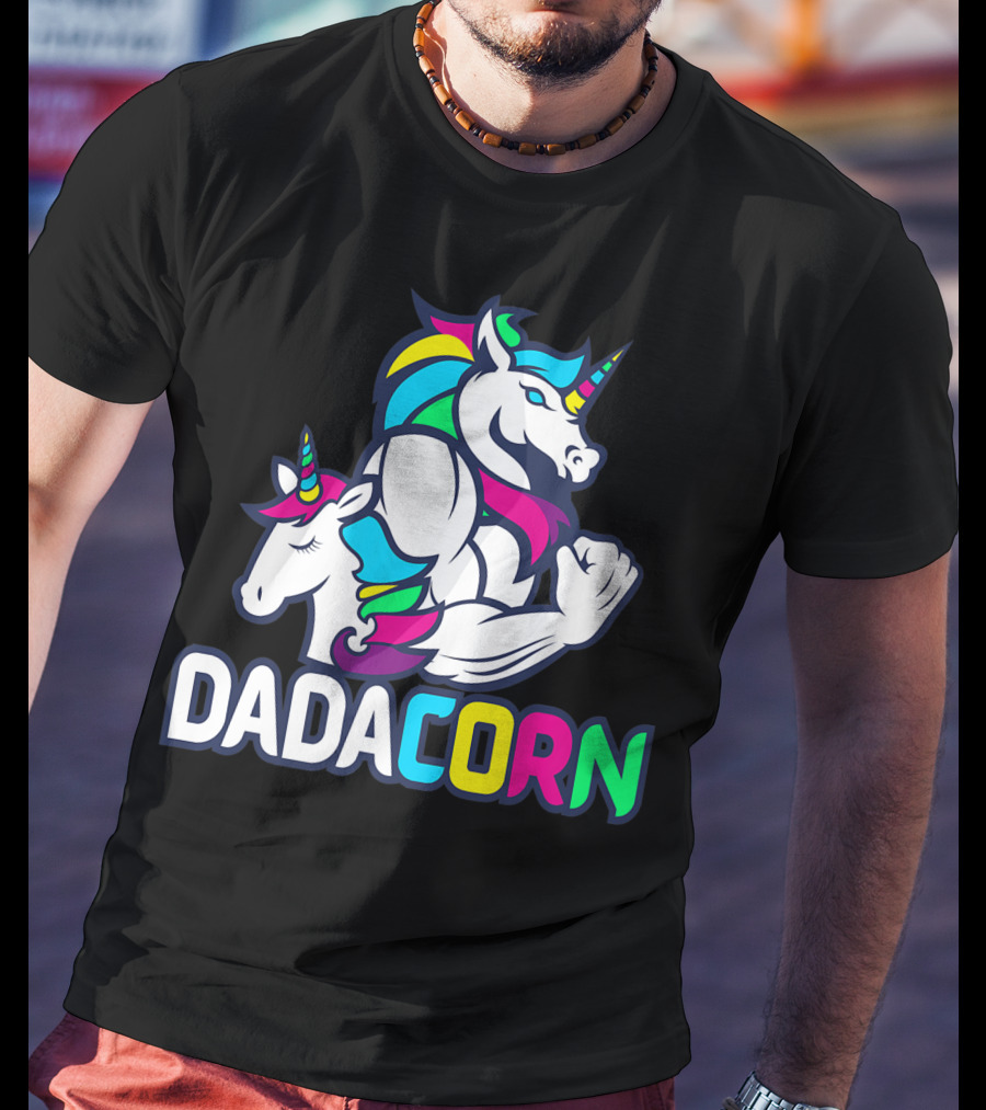 Dadacorn Unicorn Dad Muscle Rainbow Magic T-Shirt