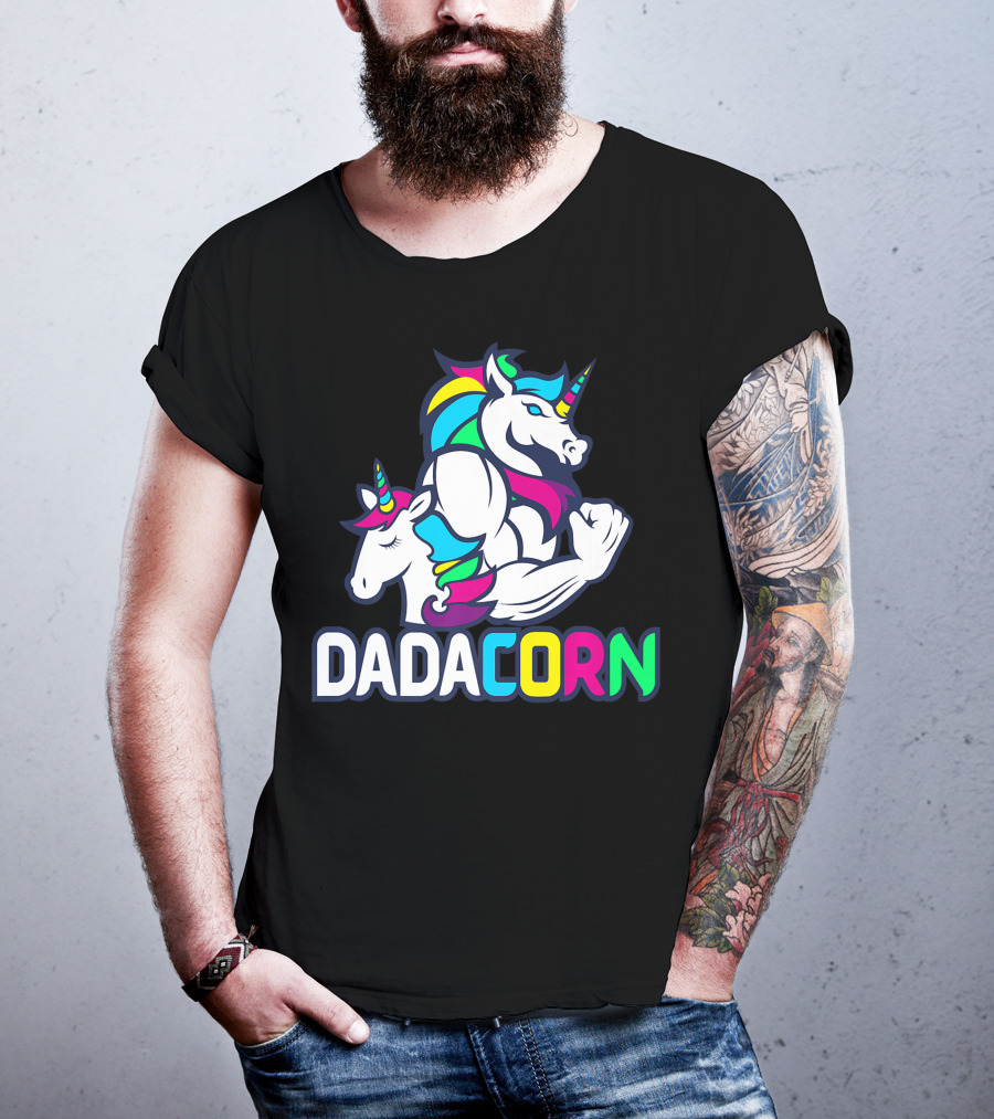 Dadacorn Unicorn Dad Muscle Rainbow Magic T-Shirt