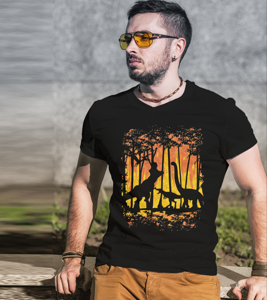 Dinosaurs Wildlife Dinos In Wild Forest T-Shirt