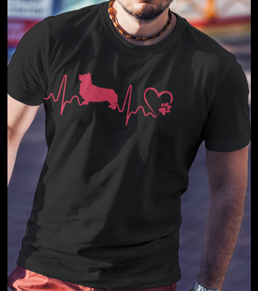 Dogs 365 Corgi Heartbeat Animal Rescue Lifeline T-Shirt