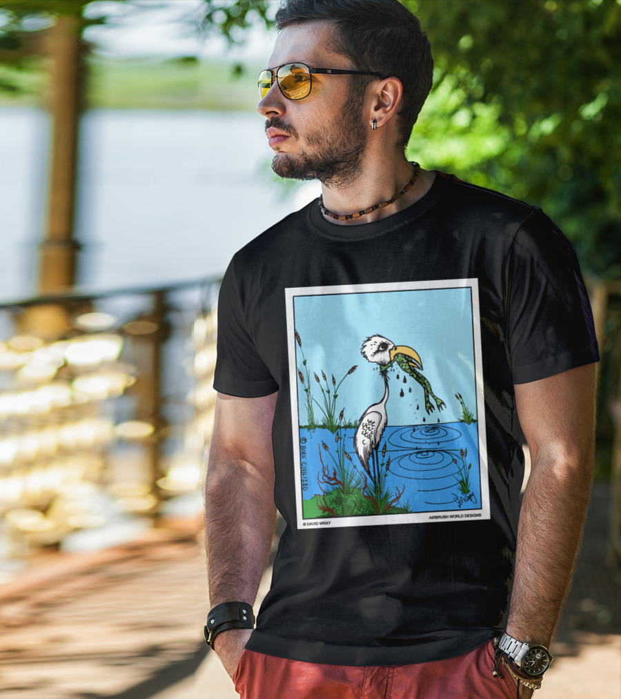 Dont Give Up Frog Bird Inspirational Cartoon By Airbrush World T-Shirt