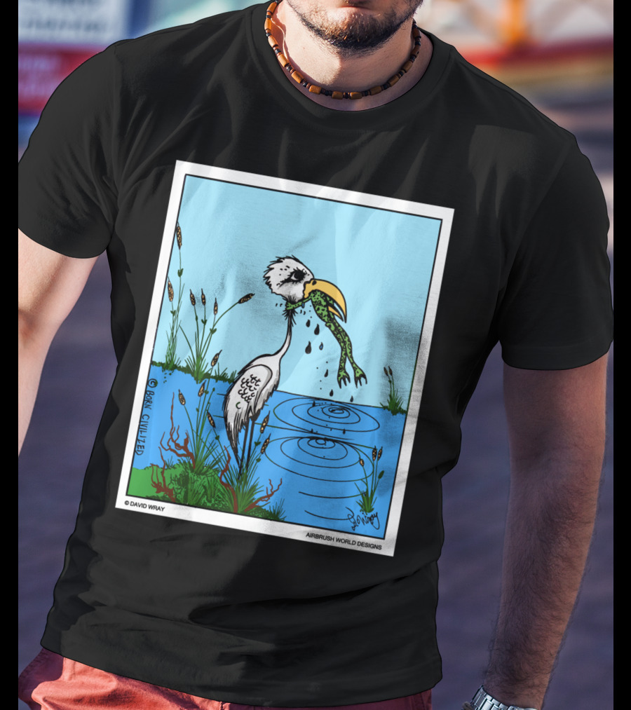 Dont Give Up Frog Bird Inspirational Cartoon By Airbrush World T-Shirt