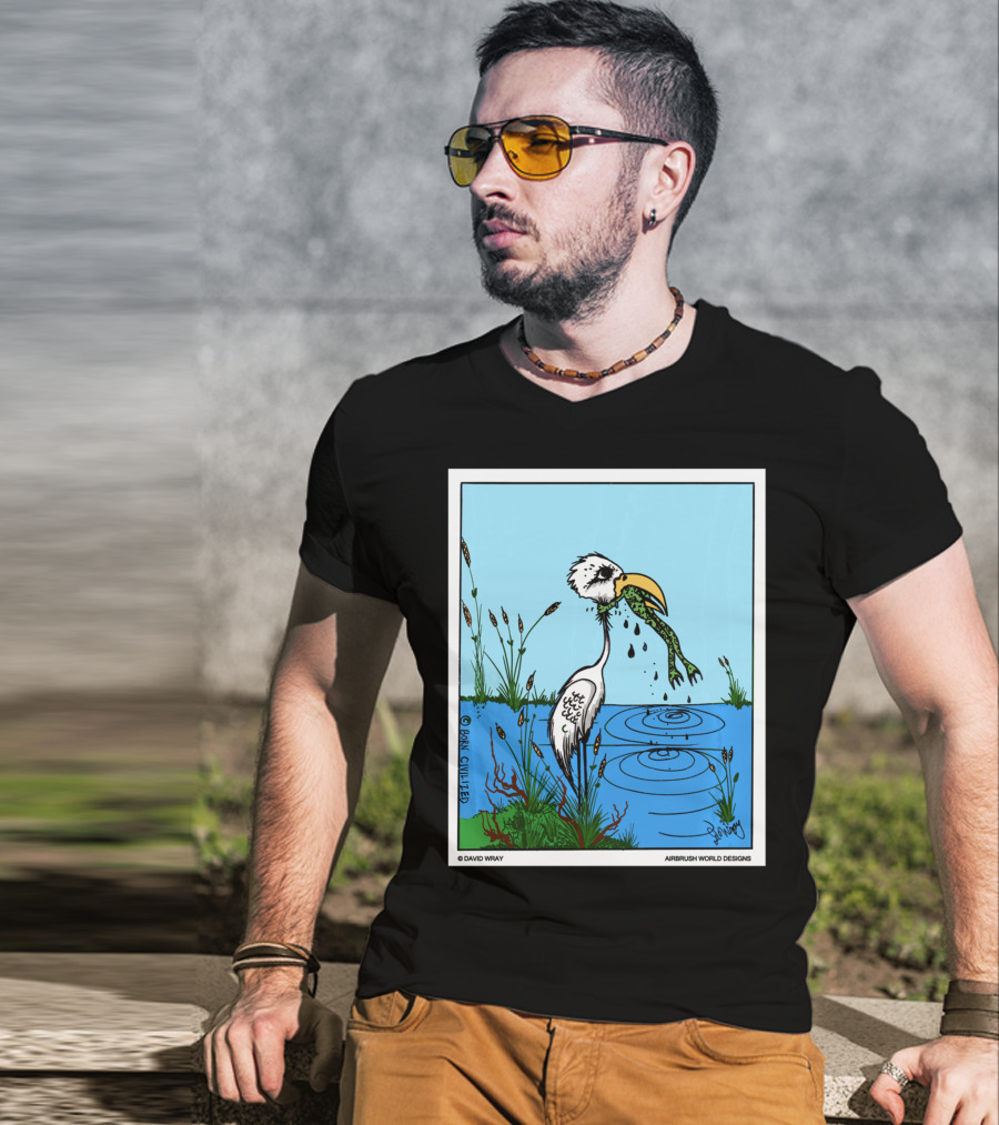 Dont Give Up Frog Bird Inspirational Cartoon By Airbrush World T-Shirt