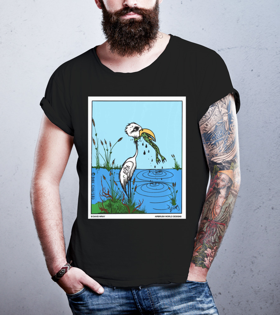 Dont Give Up Frog Bird Inspirational Cartoon By Airbrush World T-Shirt