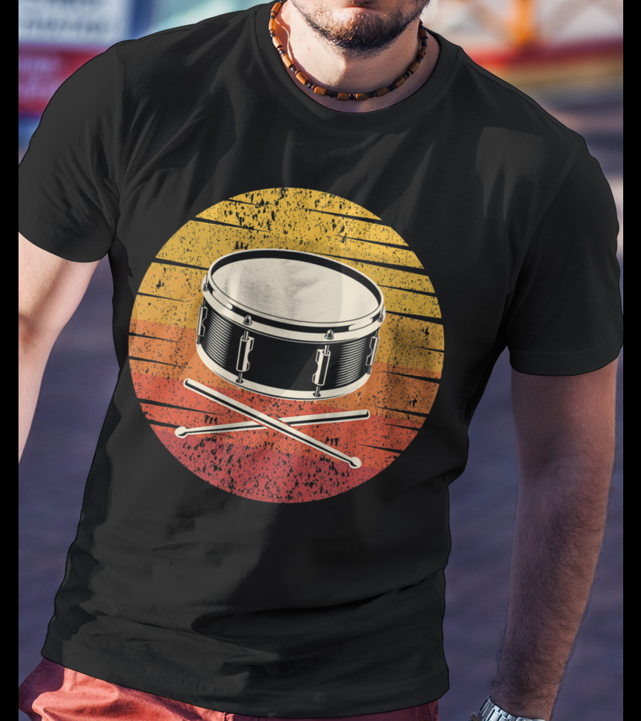 Drum Drummer Drum Band Snare Vintage Sunset T-Shirt