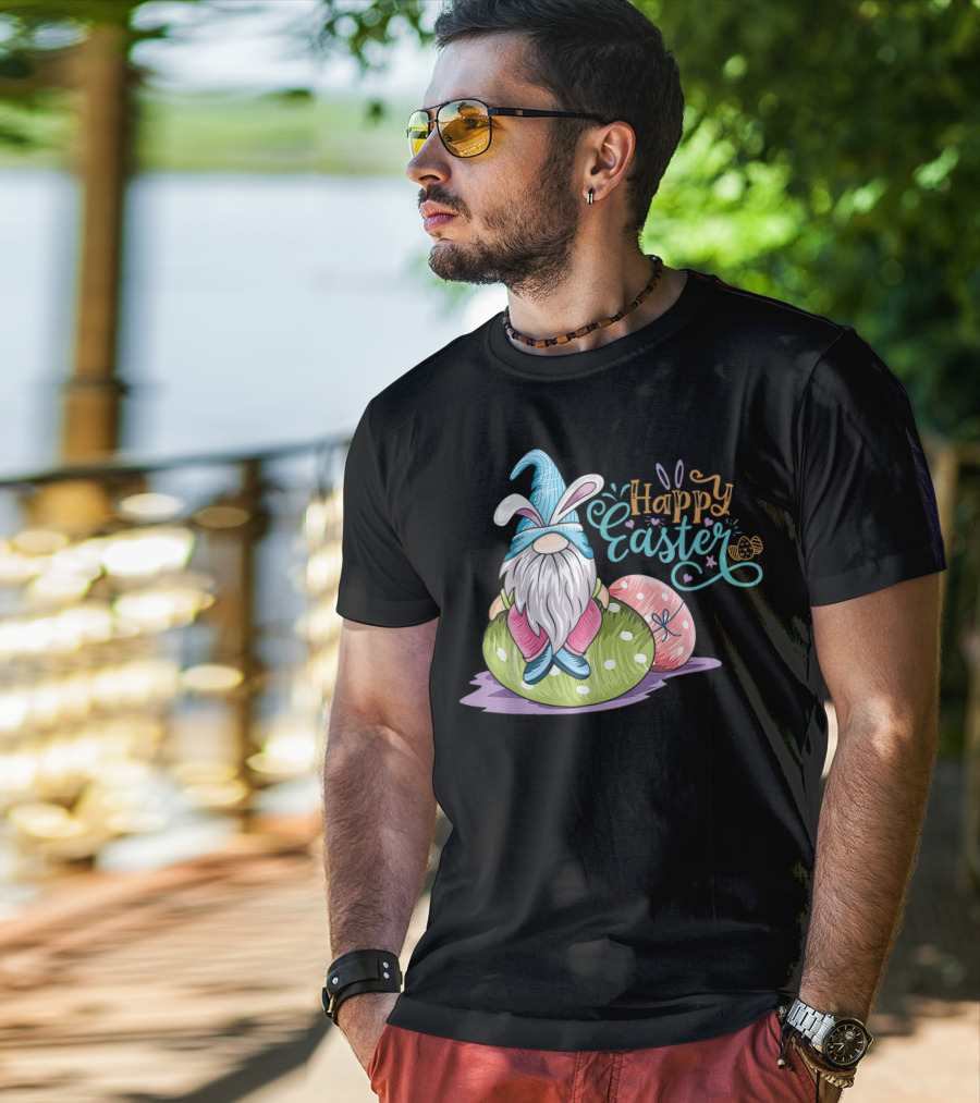 Happy Easter Gnome On Colorful Eggs T-Shirt