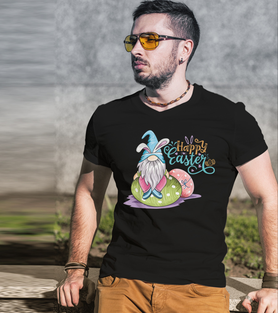 Happy Easter Gnome On Colorful Eggs T-Shirt