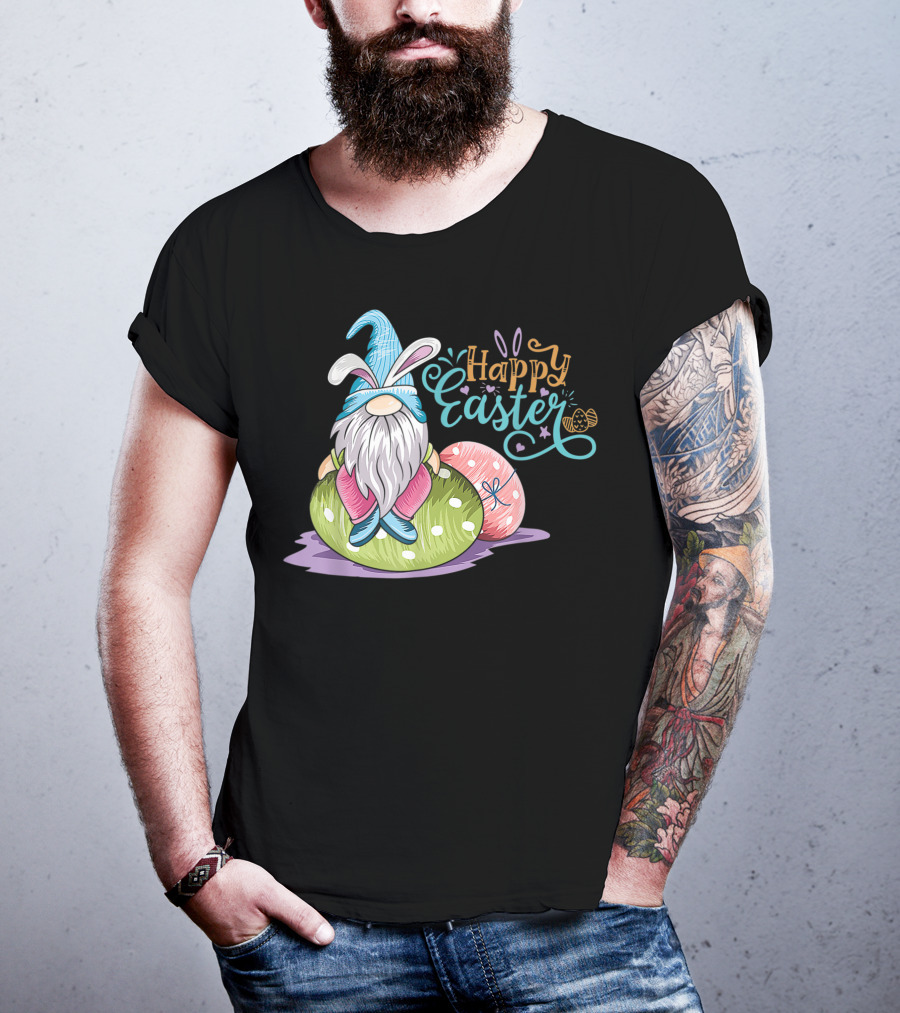 Happy Easter Gnome On Colorful Eggs T-Shirt