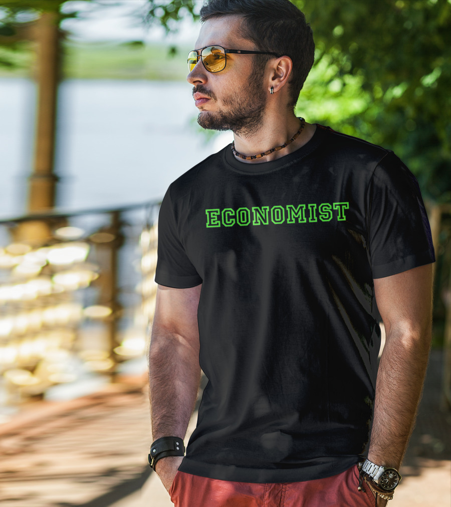 ECONOMIST Green Neon Block Lettering T-Shirt