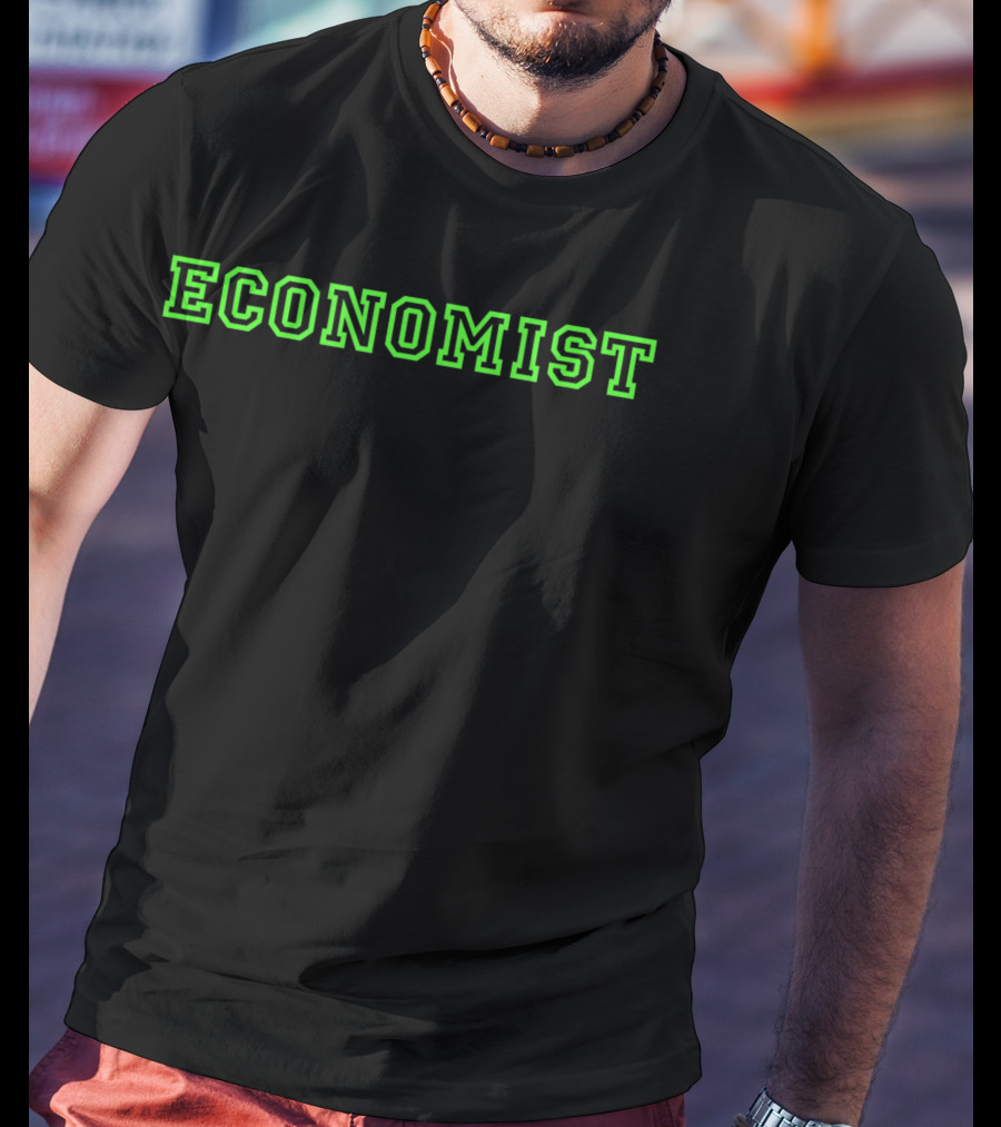ECONOMIST Green Neon Block Lettering T-Shirt