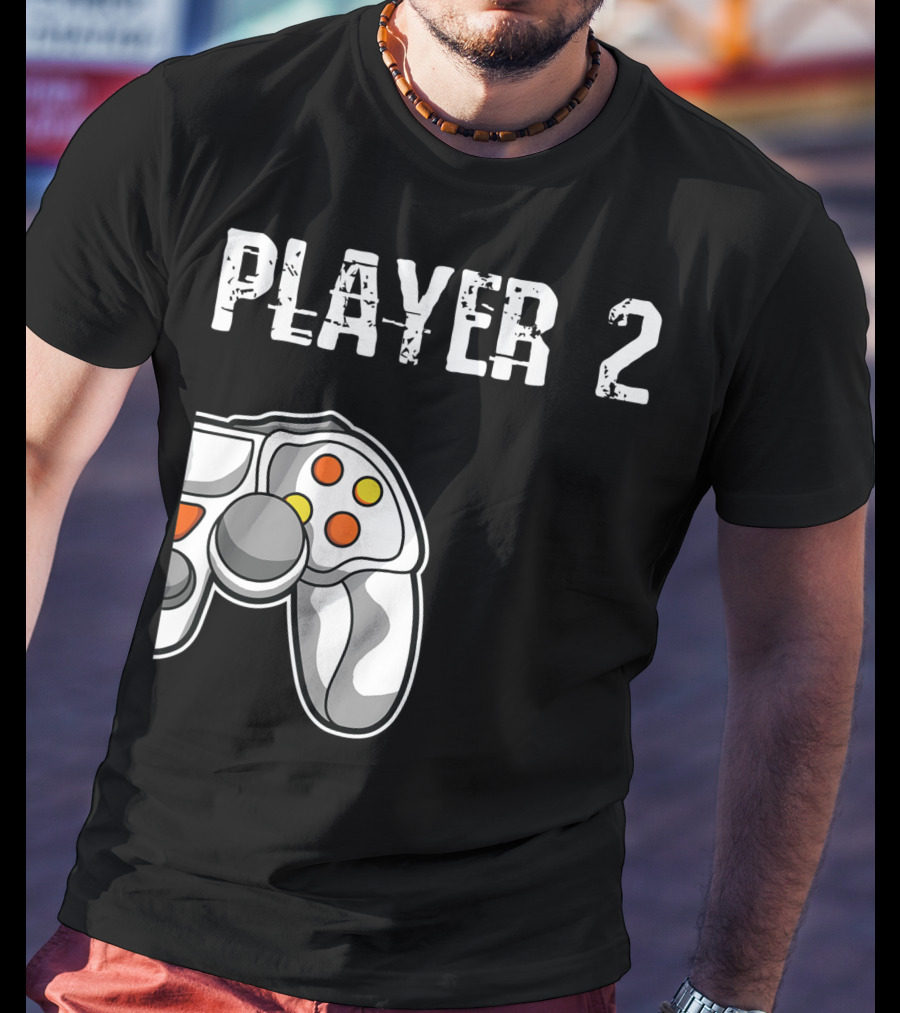 Player 2 Gamer Couple Matching Gaming Player Controller T-Shirt