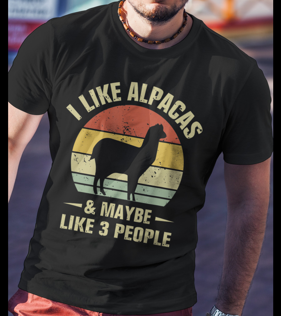 I Like Alpacas And Maybe Like 3 People Retro Alpaca Lover T-Shirt