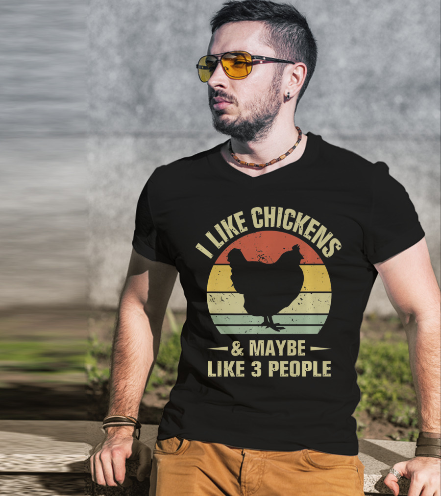 I Like Chickens And Maybe Like 3 People Vintage Chicken T-Shirt