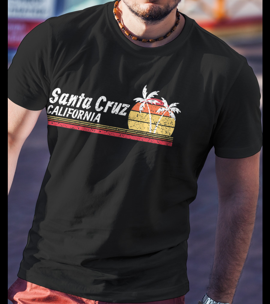 Santa Cruz California Palm Trees Vintage Sunset T-Shirt