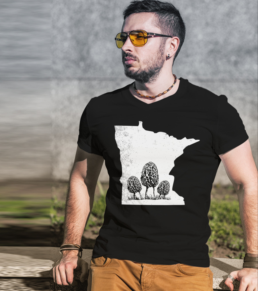 Minnesota Morel Mushroom Hunting Foraging Shrooming Hunter State Map T-Shirt