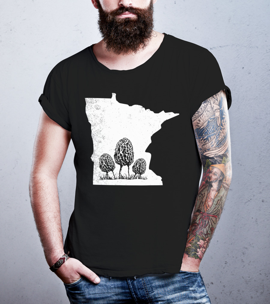 Minnesota Morel Mushroom Hunting Foraging Shrooming Hunter State Map T-Shirt