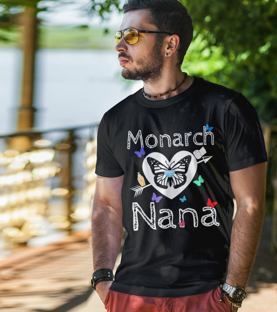 Monarch Nana Butterfly With Mask Toilet Paper And Hand Sanitizer T-Shirt