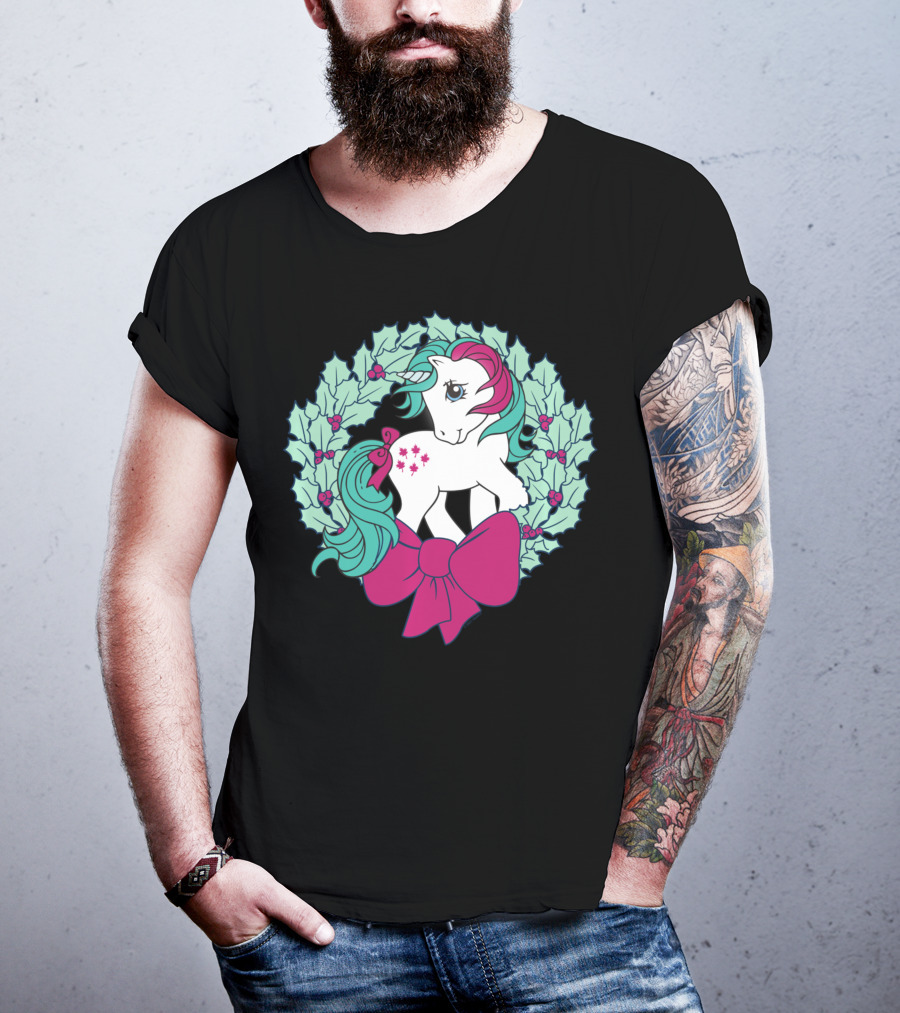 My Little Pony Christmas Holly Wreath With Bow And Pink Mane T-Shirt