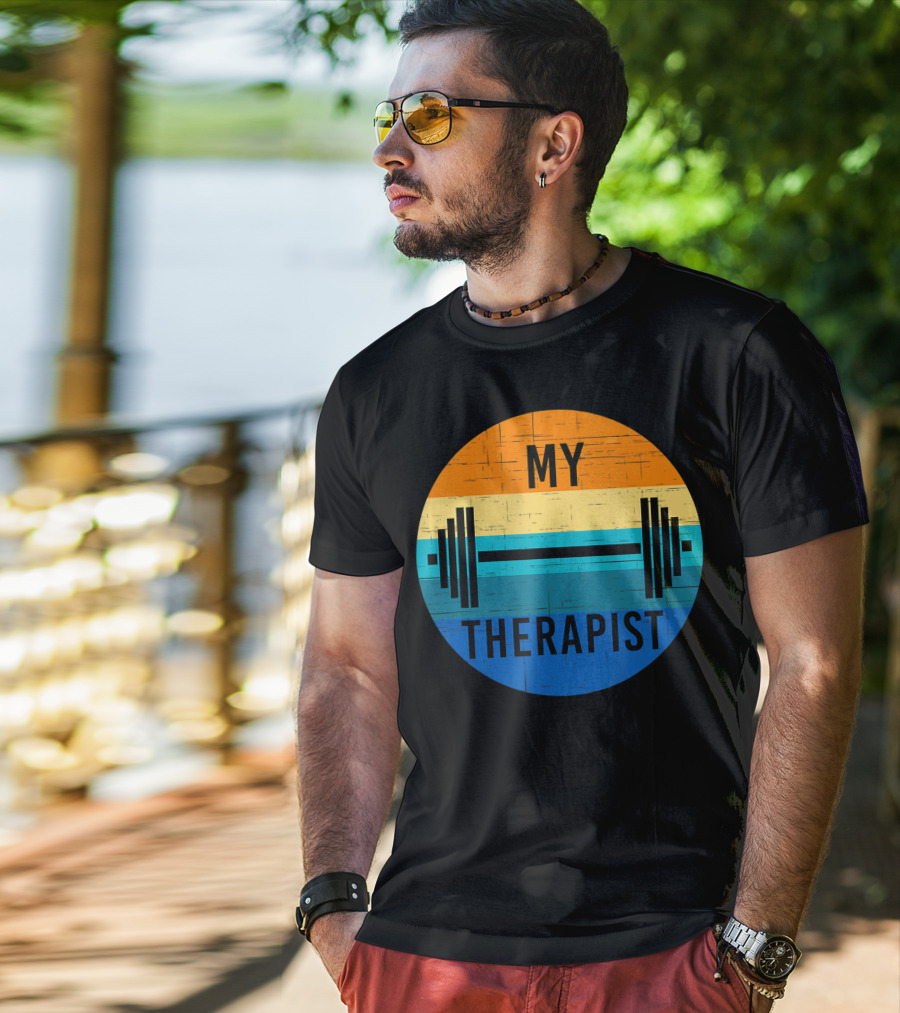 My Therapist Barbell Gym Summer Workout Weightlifting T-Shirt