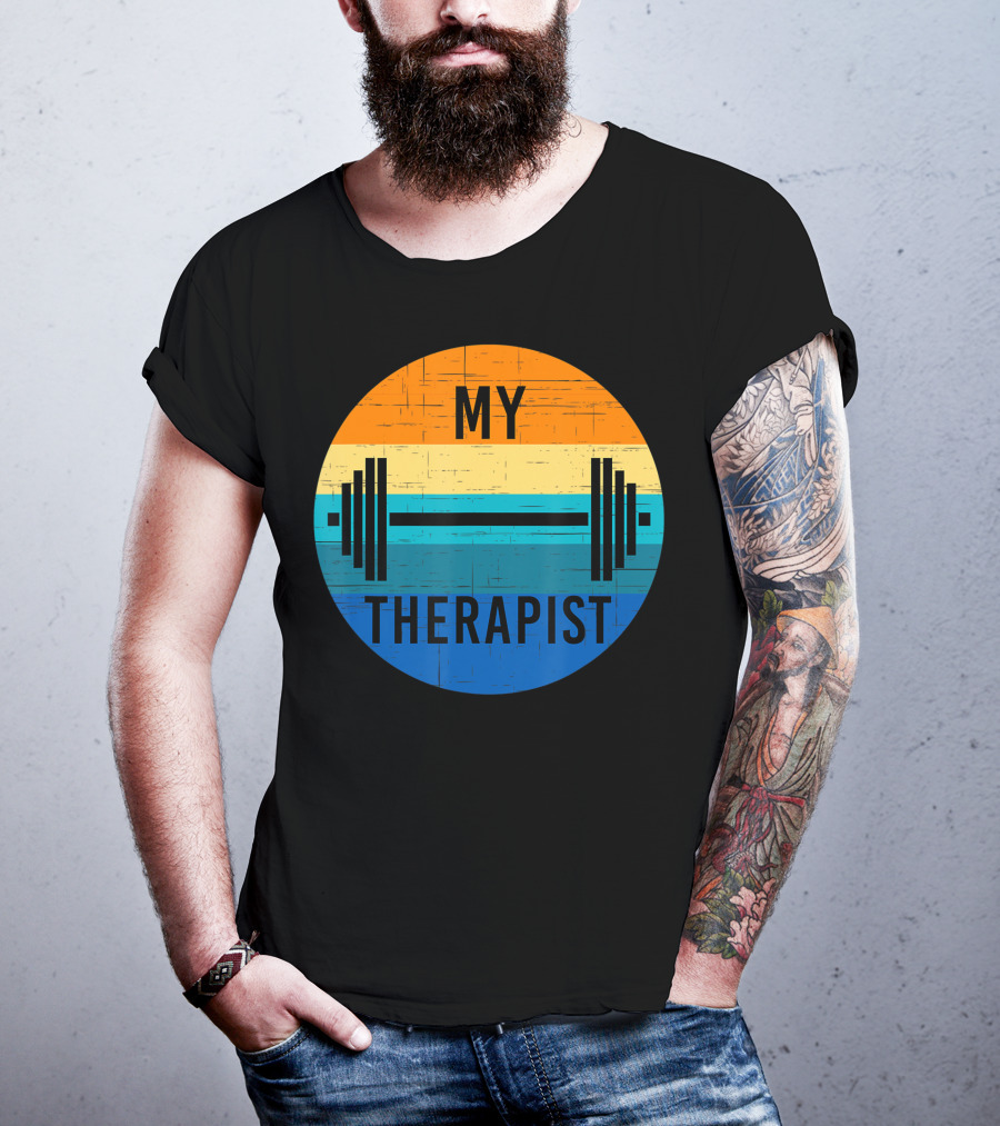 My Therapist Barbell Gym Summer Workout Weightlifting T-Shirt